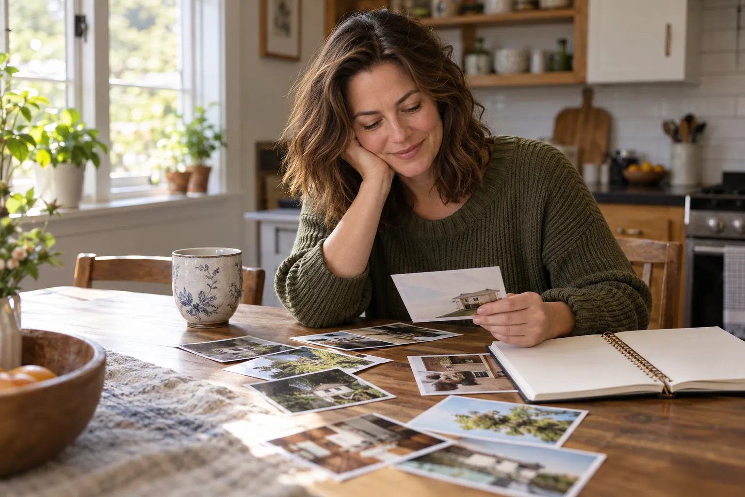 Homeowner reviewing a roof checklist at the kitchen table